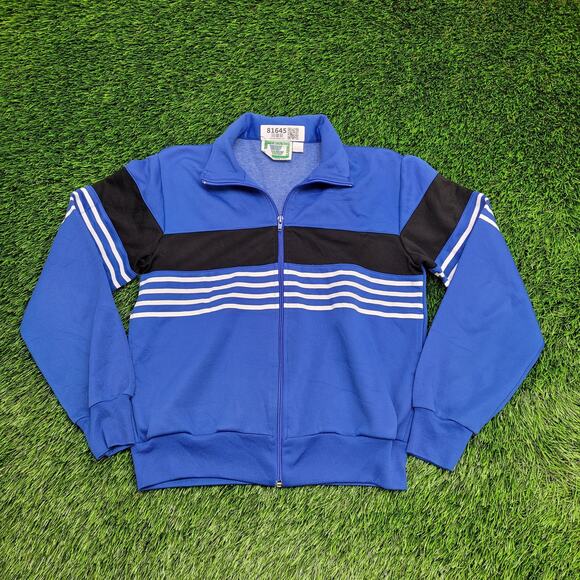 Vintage 90s Winning-Ways MOD Track Jacket Women M 19x23 Blue - Picture 1 of 13
